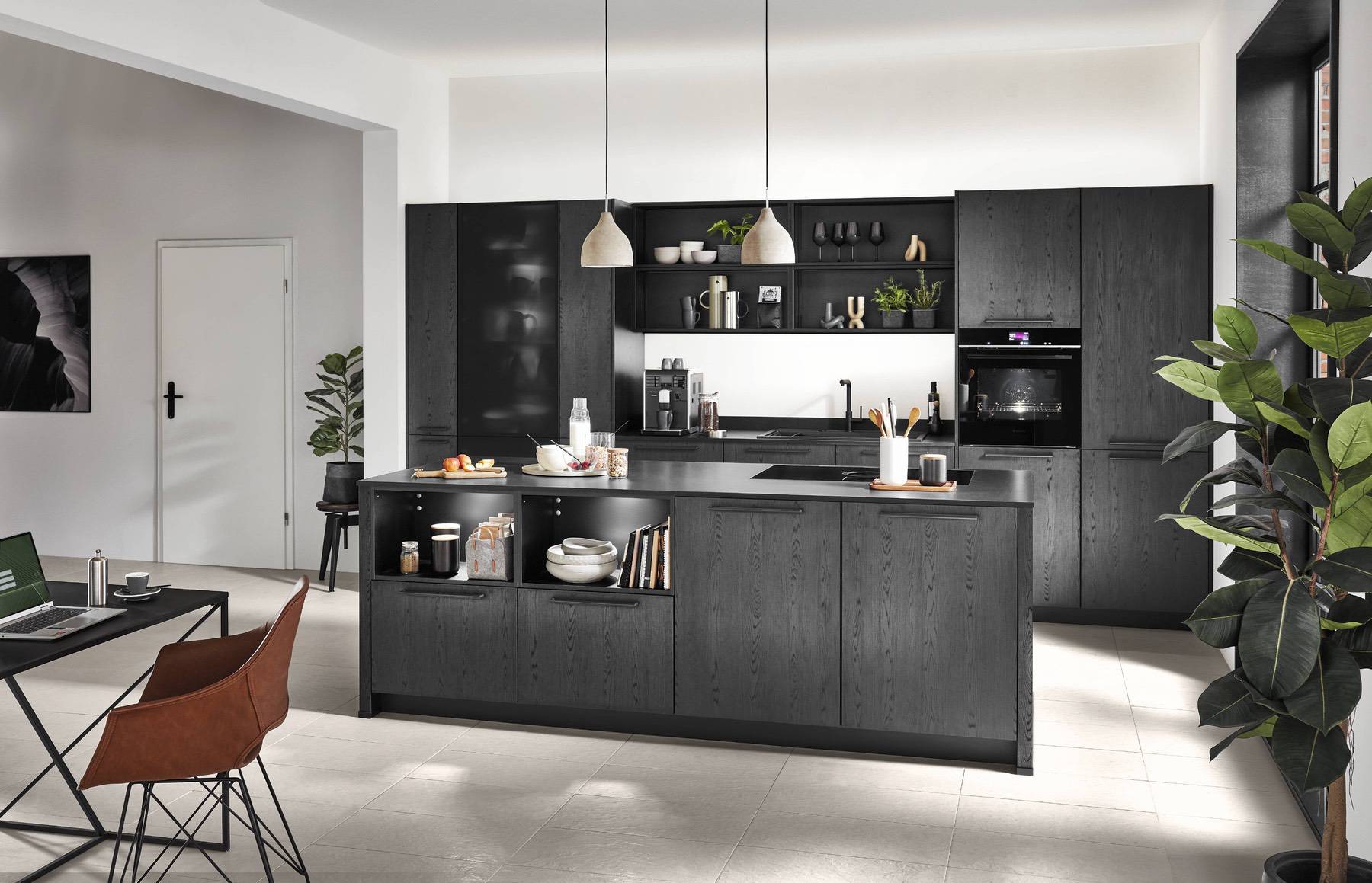 textured kitchens - Nobilia Dark Island Kitchen 1 | My Kitchen Specialist