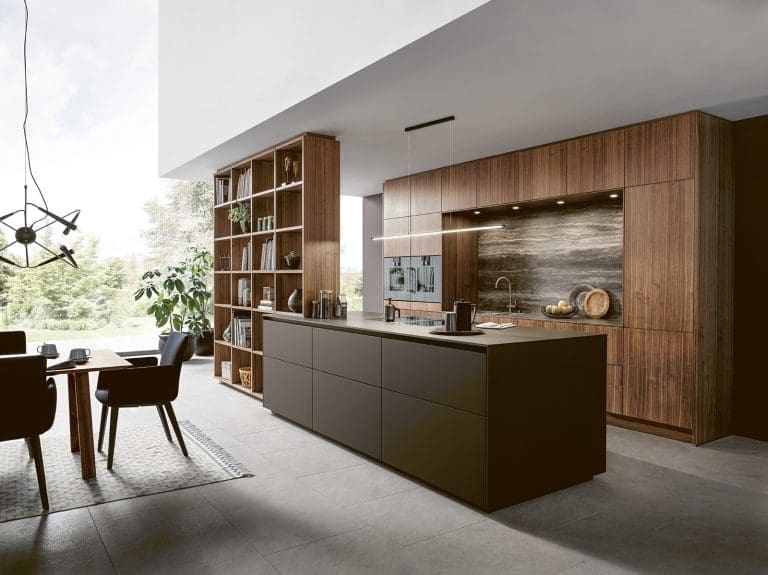 Next125 Modern Matt Wood Handleless Open Plan Kitchen With Island | My Kitchen Specialist