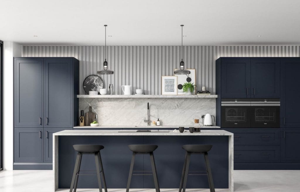 Online vs a Local Kitchen Specialist -  Alku Modern Navy Island Kitchen Edited | My Kitchen Specialist