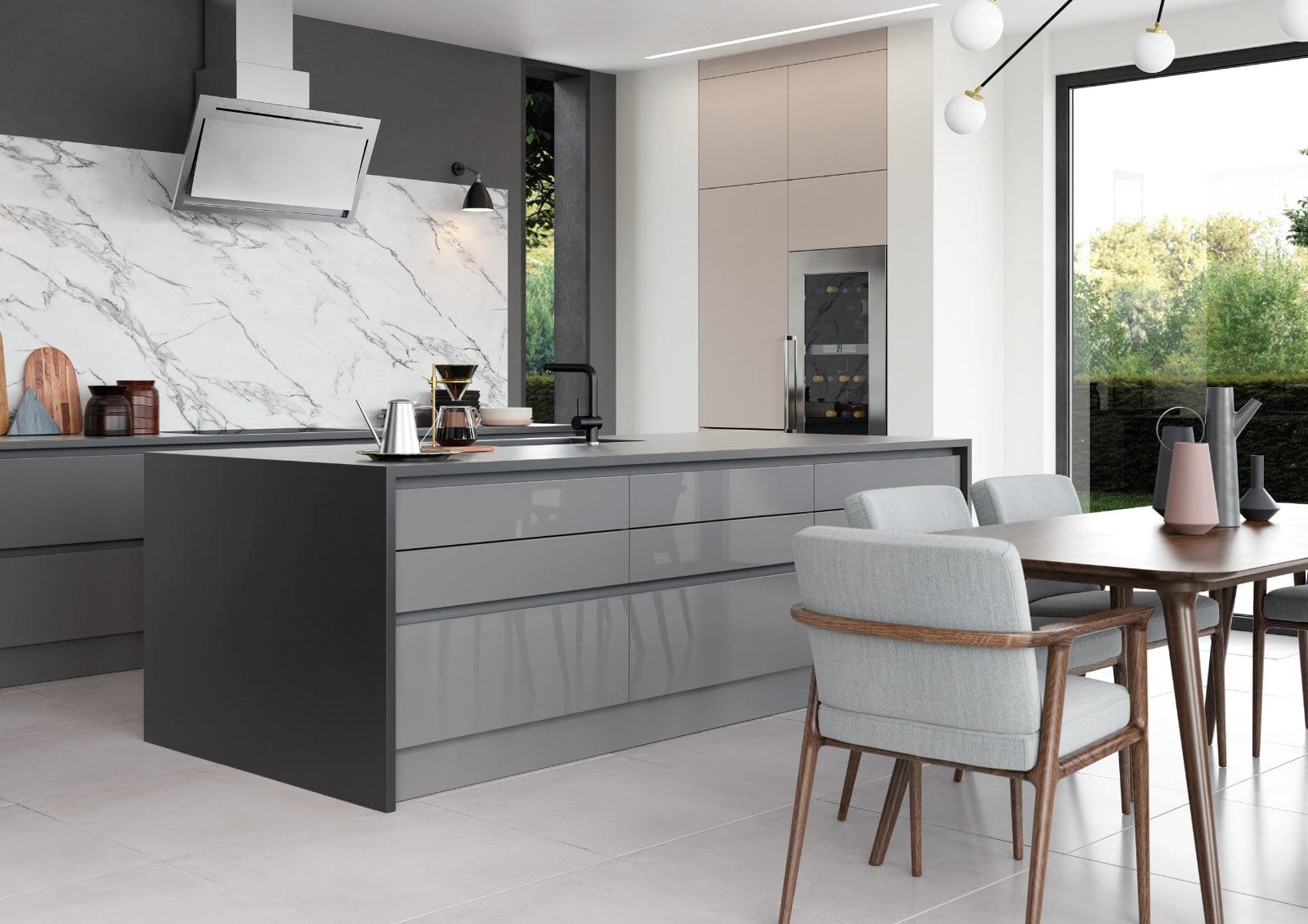 Alku Modern Grey Gloss Kitchen With Island 2 | My Kitchen Specialist
