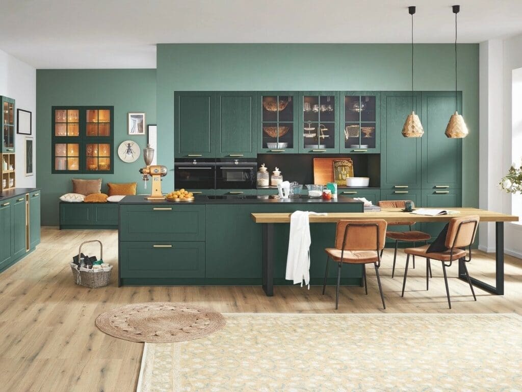 Ballerina Green Shaker Open Plan Kitchen Copy | My Kitchen Specialist