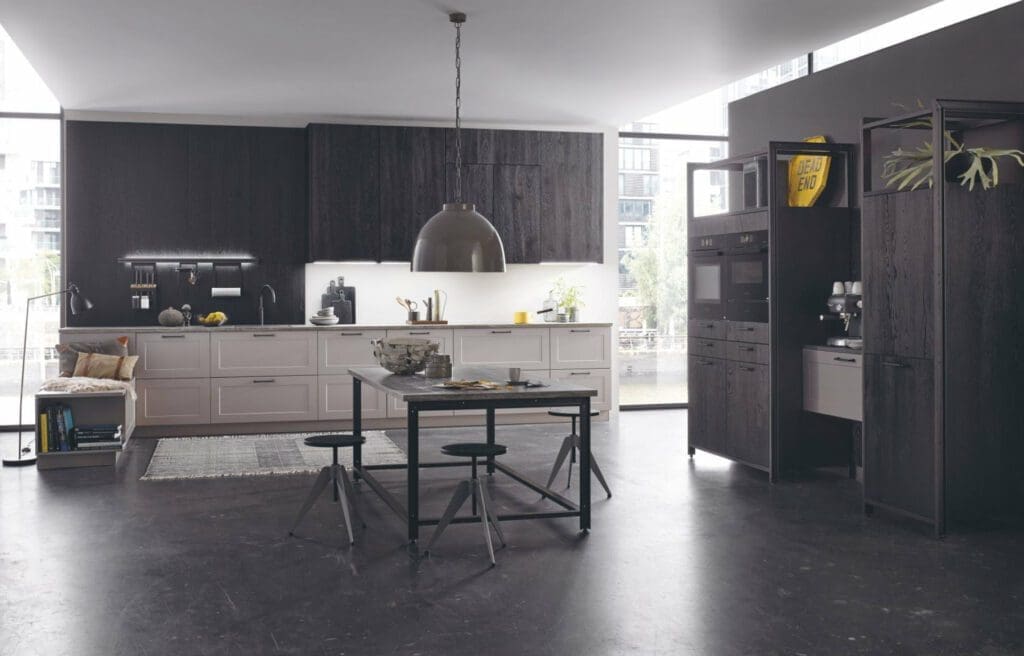 Bauformat Dark Wood Grey Shaker Open Plan Kitchen | My Kitchen Specialist