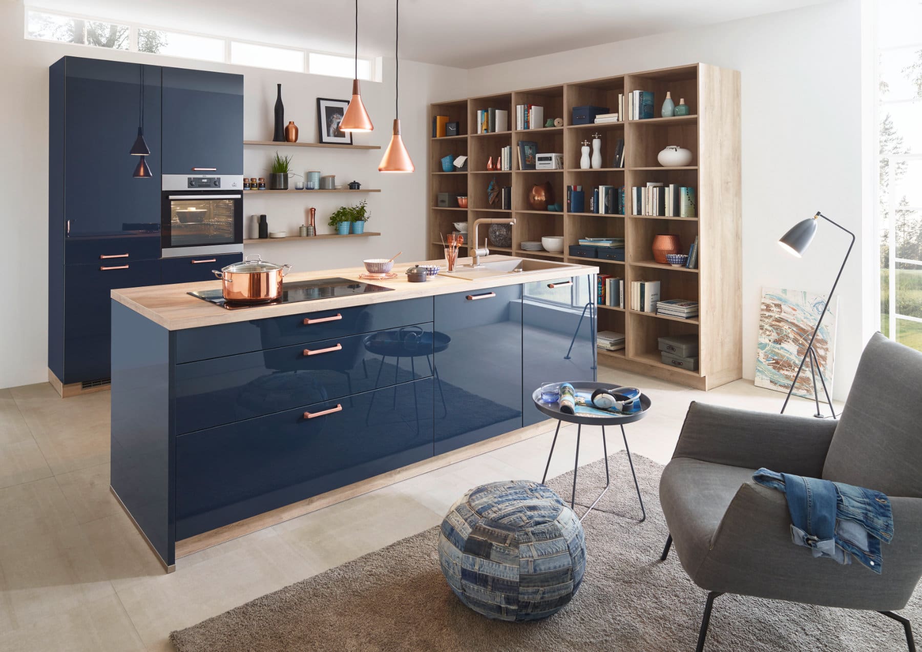 Bauformat Navy High Gloss Compact Kitchen | My Kitchen Specialist