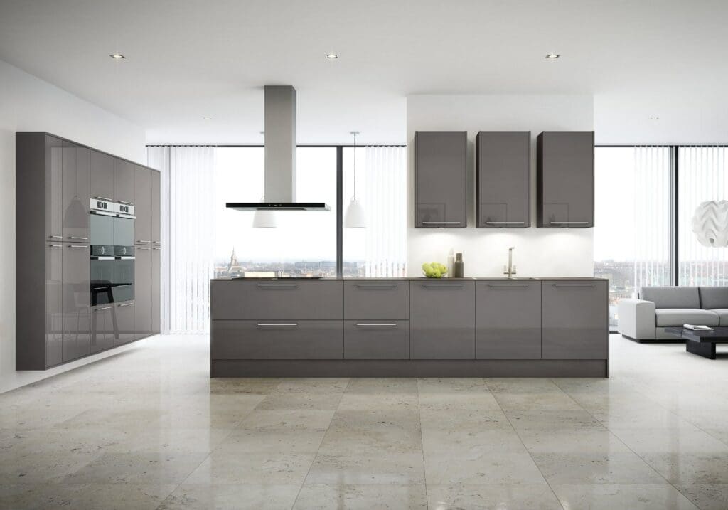 Jjo Colonial Grey Gloss Open Plan Kitchen 2 | My Kitchen Specialist