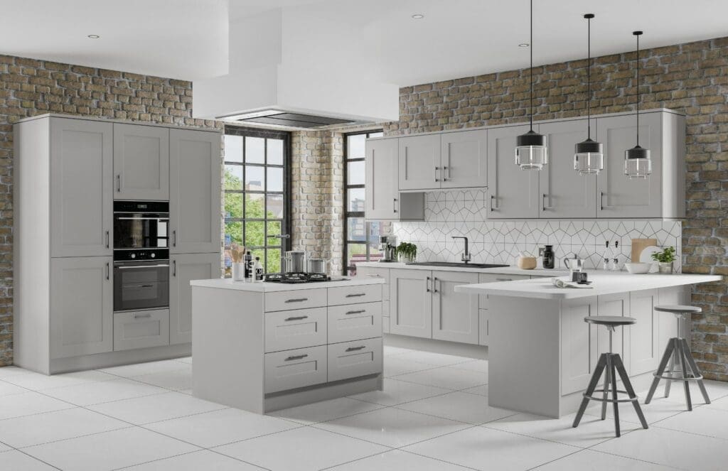 Jjo Colonial Grey Shaker Open Plan U Shaped Kitchen With Island 2 | My Kitchen Specialist