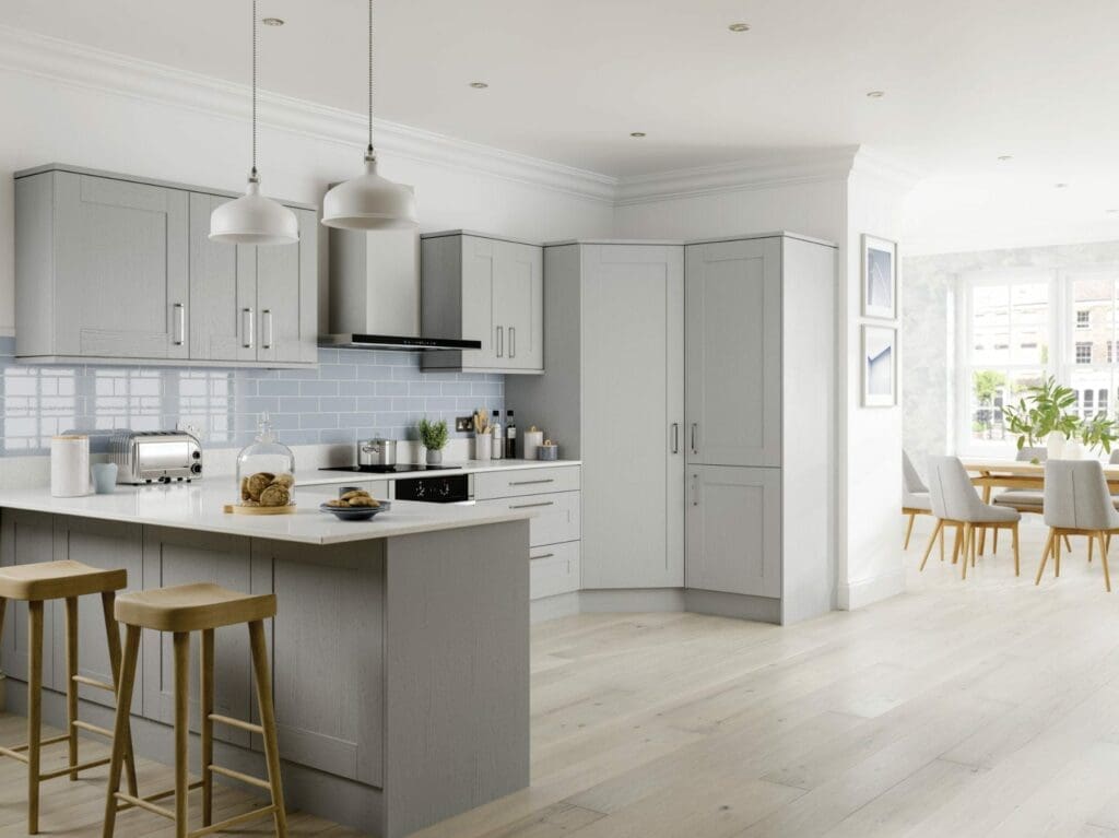 Jjo Grey Shaker Open Plan Kitchen | My Kitchen Specialist