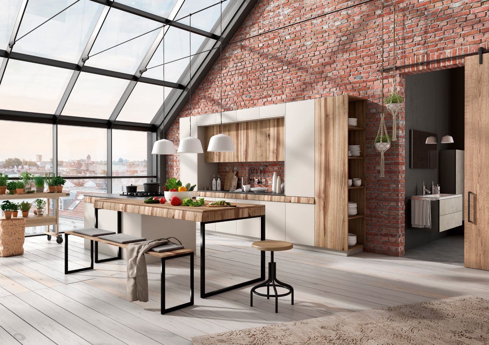 Stormer Matt White Wood Handleless Open Plan Kitchen With Island | My Kitchen Specialist