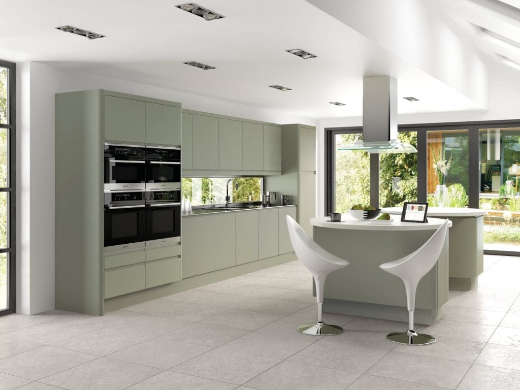 JJO Kitchens Colonial Matt Handleless Open Plan Kitchen | My Kitchen Specialist