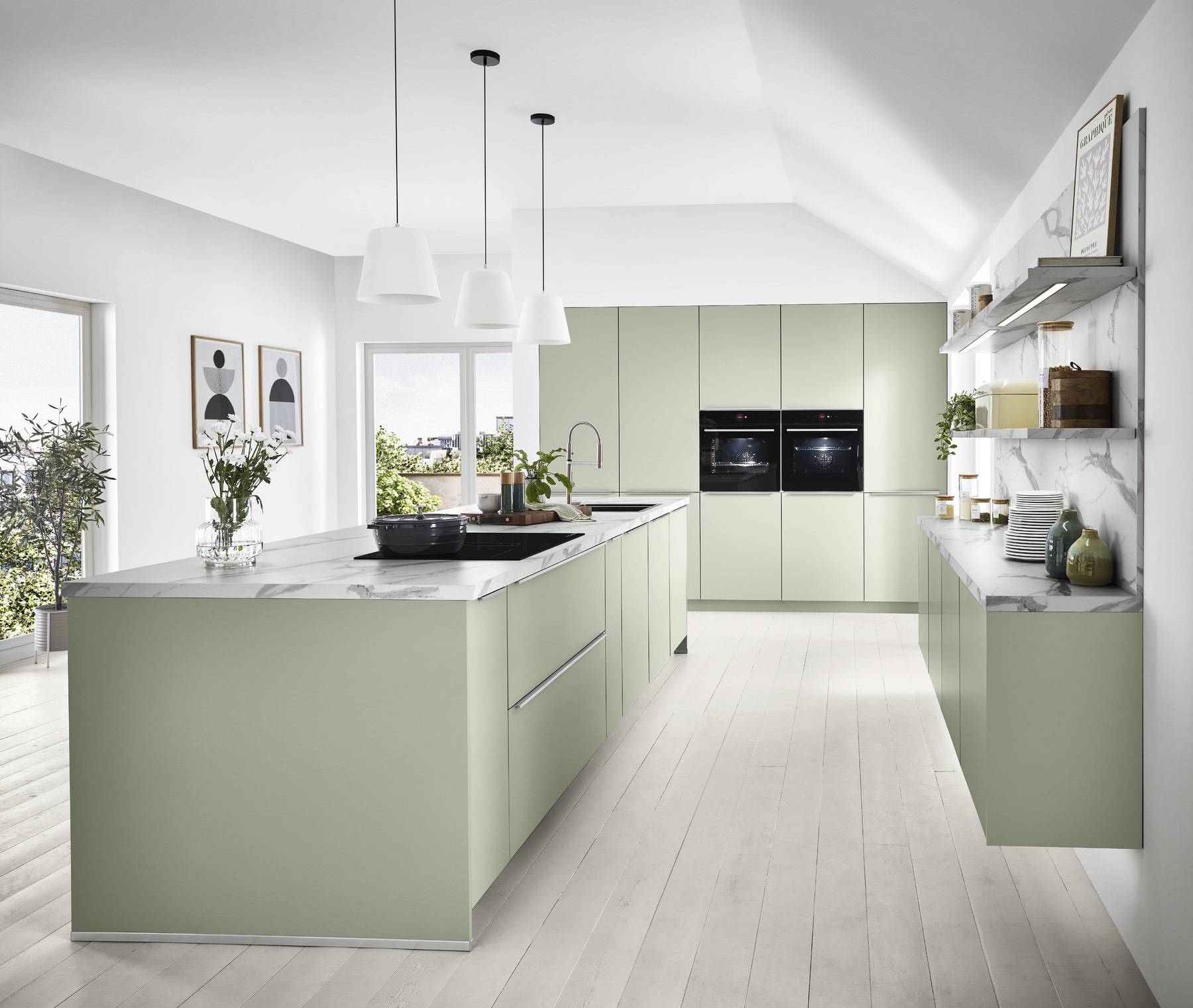 Online vs a Local Kitchen Specialist - Nobilia Light Green Matt Kitchen | My Kitchen Specialist