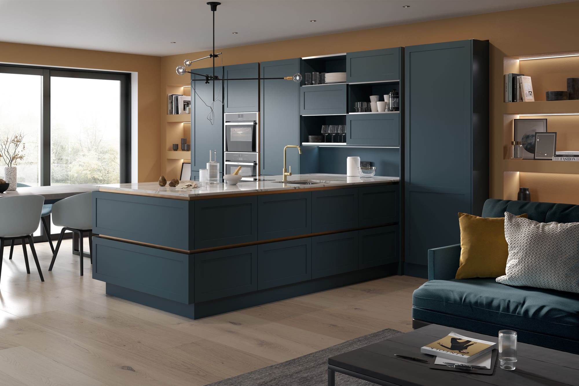 Deveron Handle Less Smooth Painted Mey Blue | My Kitchen Specialist