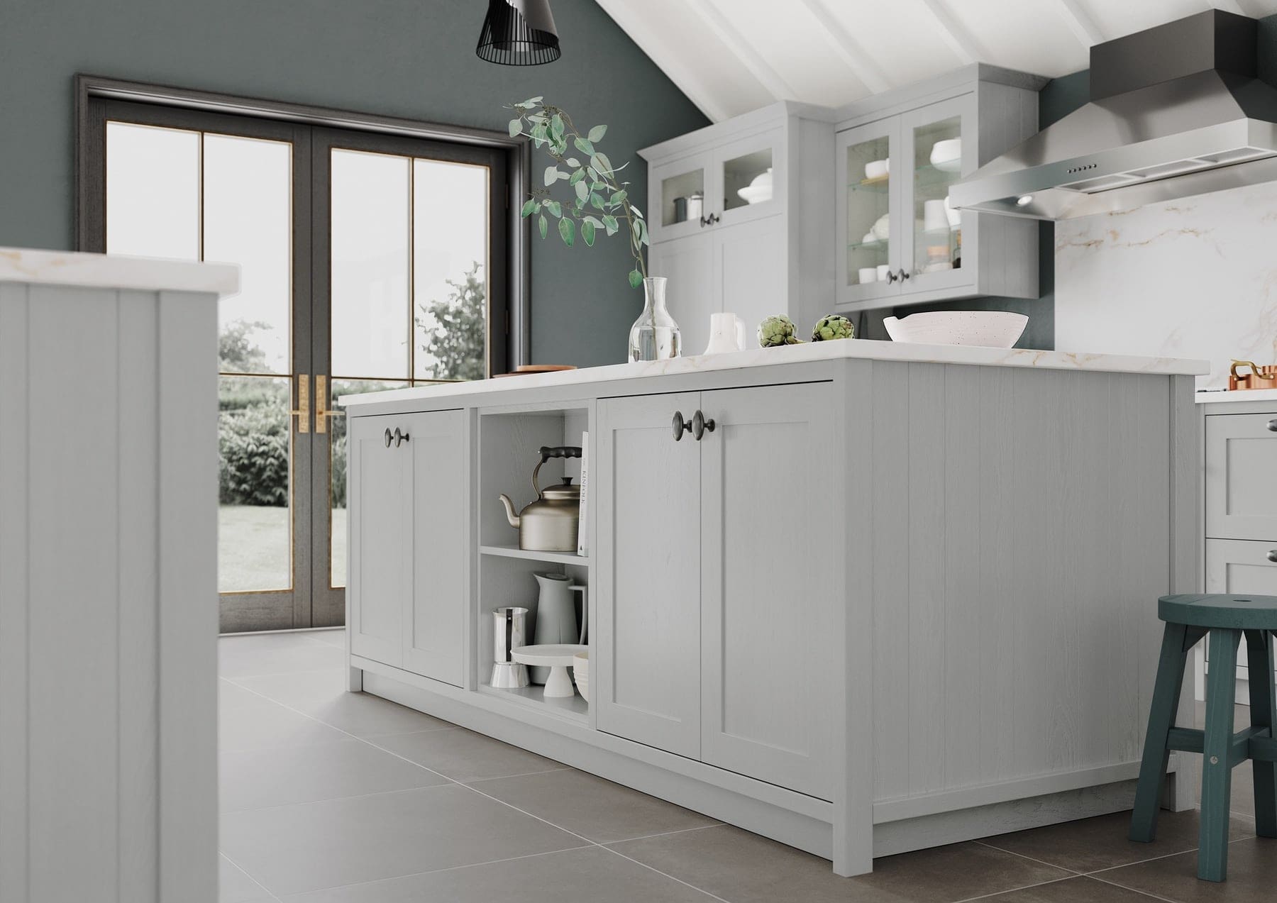 Aldana Light Grey Shaker Kitchen With Islnd | My Kitchen Specialist