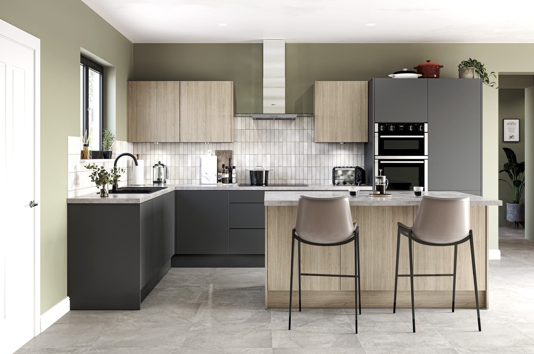 The 10 Best Low-Maintenance Kitchen Ideas for Modern Homes | My Kitchen Specialist - Tempo Charcoal Halifaxoak | My Kitchen Specialist