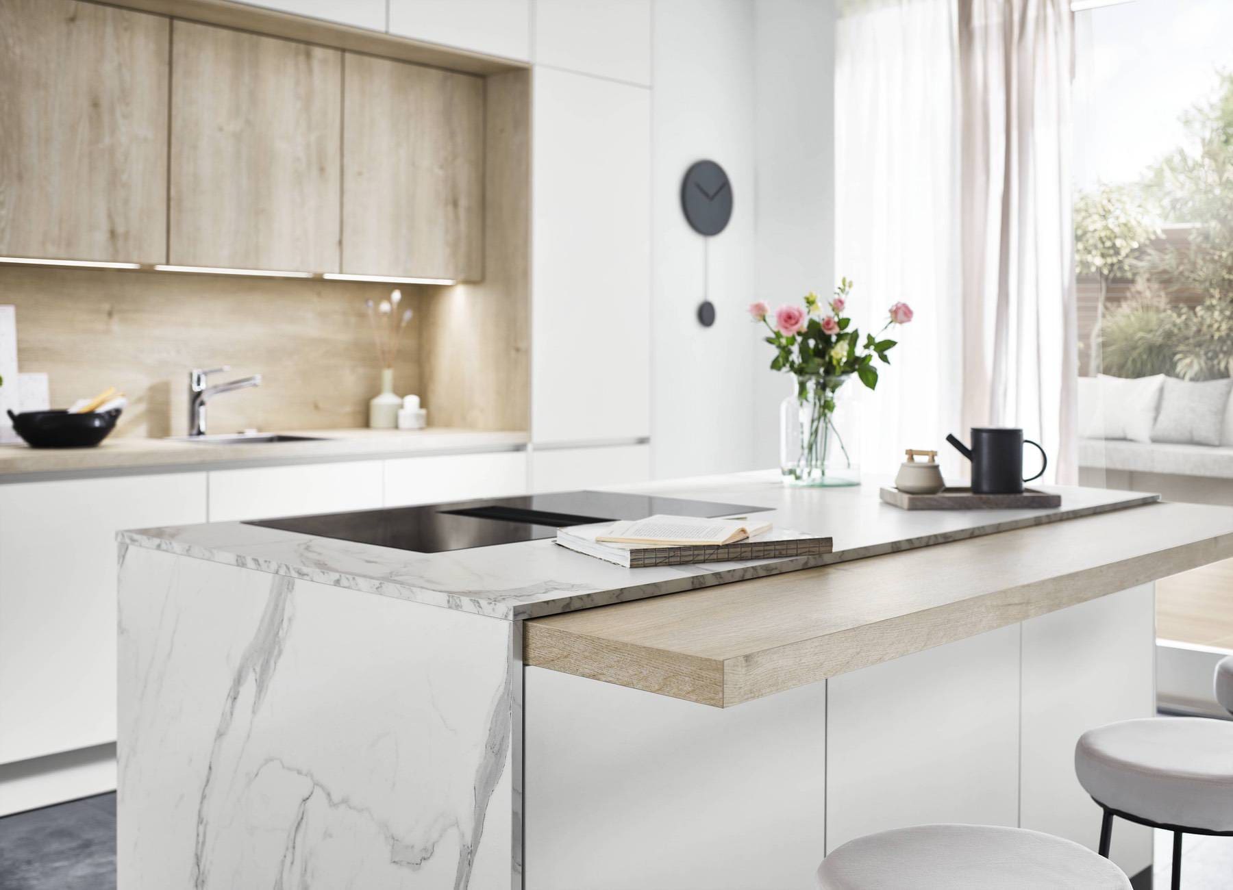 Kitchens for Entertainers: Design Tips for Sociable Homes - Nobilia Light Stone Kitchen | My Kitchen Specialist