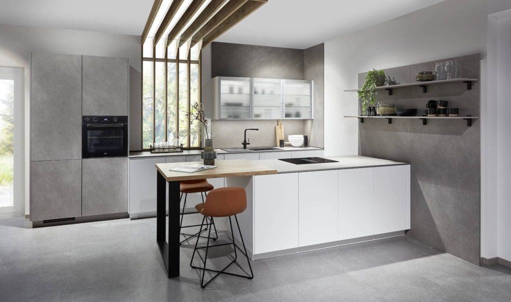 Nobilia U Shape Light Concrete Kitchen | My Kitchen Specialist